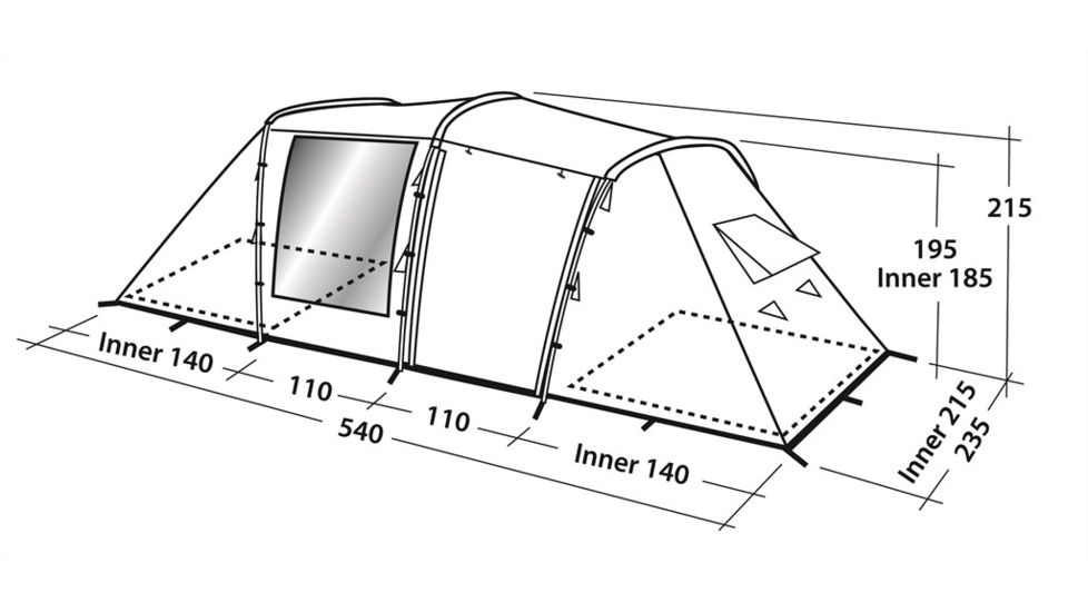 Easy Camp Huntsville Twin Tunnel Tent - 4 Person, 3 Rooms, Light/Dark Blue 120269