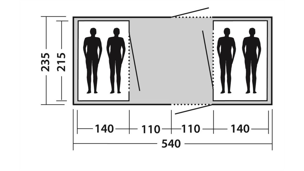 Easy Camp Huntsville Twin Tunnel Tent - 4 Person, 3 Rooms, Light/Dark Blue 120269