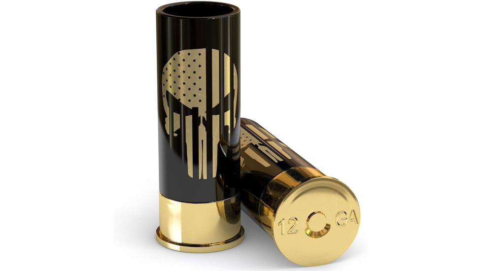 Old Southern Brass 12 Gauge Shot Glasses Set of 4 - Skull American Flag 216ED679, OSB-12GSG-SAF