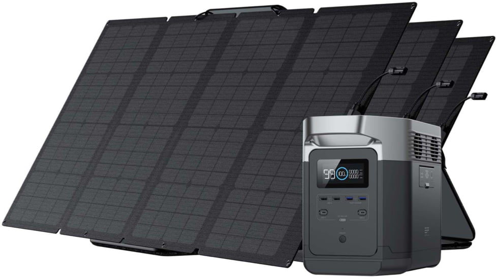 EcoFlow DELTA 1300 w/ 3 Solar Panel, 160W, Black, DELTAAMSP163