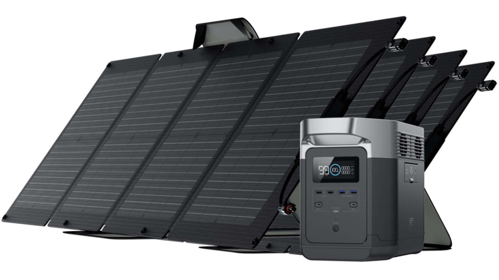 EcoFlow DELTA 1300 w/ 4 Solar Panel, 110W, Black, DELTA1300-4