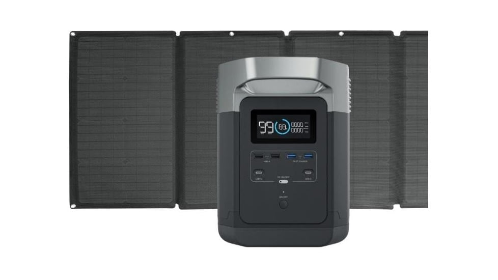 EcoFlow Delta Portable Power Station w/ 1 Solar Panel, 160W, Black, DELTAAMSP161