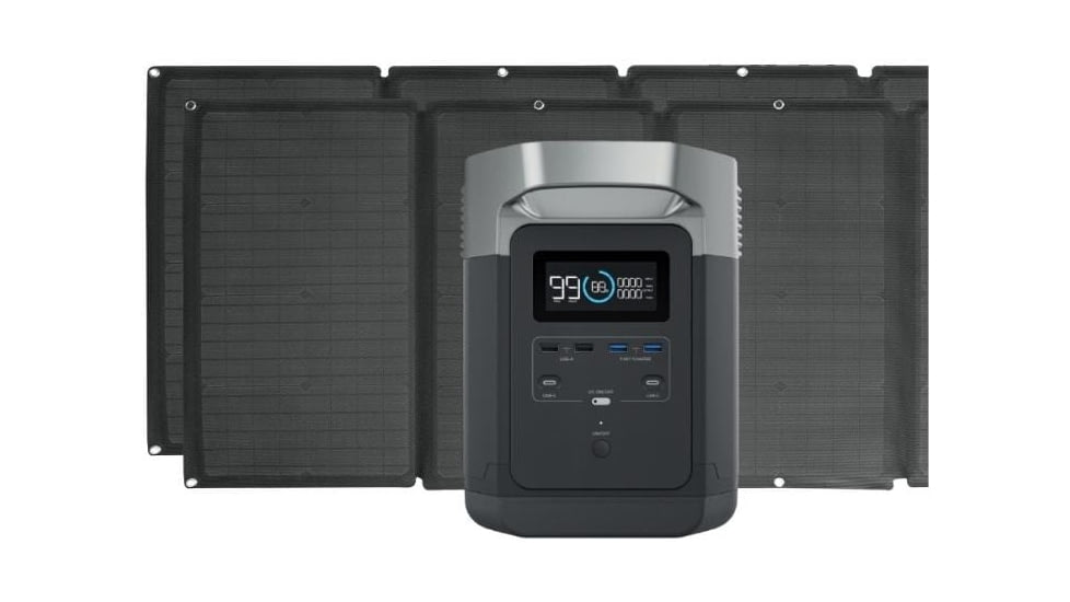 EcoFlow Delta Portable Power Station w/ 2 Solar Panel, 160W, Black, DELTAAMSP162