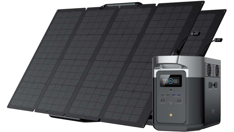 EcoFlow DELTA Max 1600 w/2 Solar Panel, 160W, Black, DELTAMax1600US162