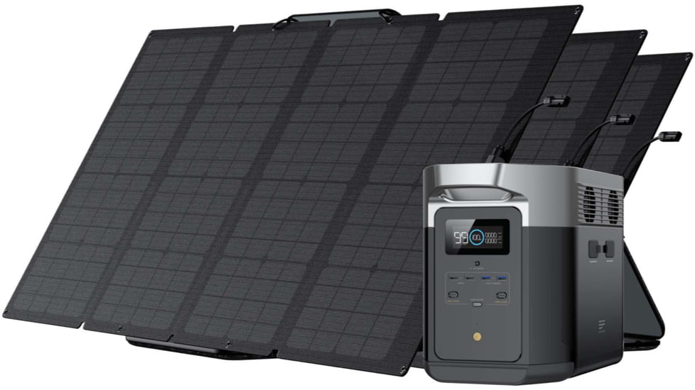 EcoFlow DELTA Max 2000 w/ 3 Solar Panel, 160W, Black, DELTAMax2000US163