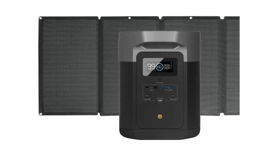 EcoFlow Delta Max 2000  Bundle w/One Solar Panels, Grey/Black, DELTAMax2000+160W