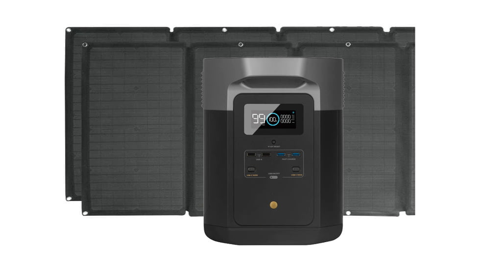 EcoFlow Delta Max 2000 Bundle w/Two Solar Panels, Grey/Black, DELTAMax2000US162