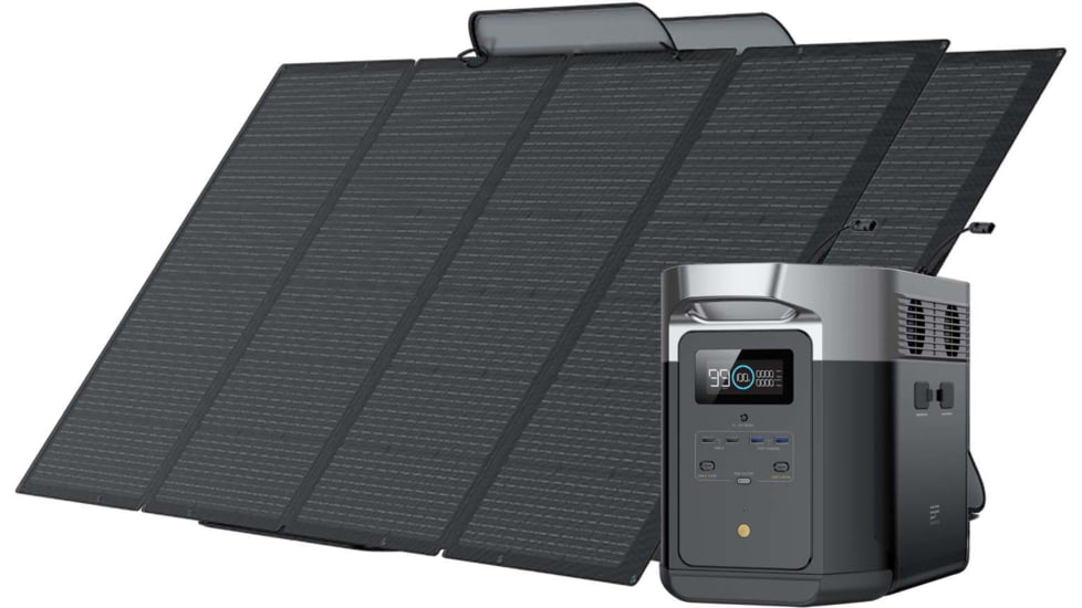 EcoFlow DELTA Max 2000 w/2 Solar Panel, 400W, Black, DELTAMax2000-400W2-US