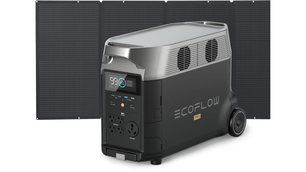 EcoFlow DELTA Pro Portable Power Station w/One 400W Solar Panel, Black, DELTAPro-400W-US