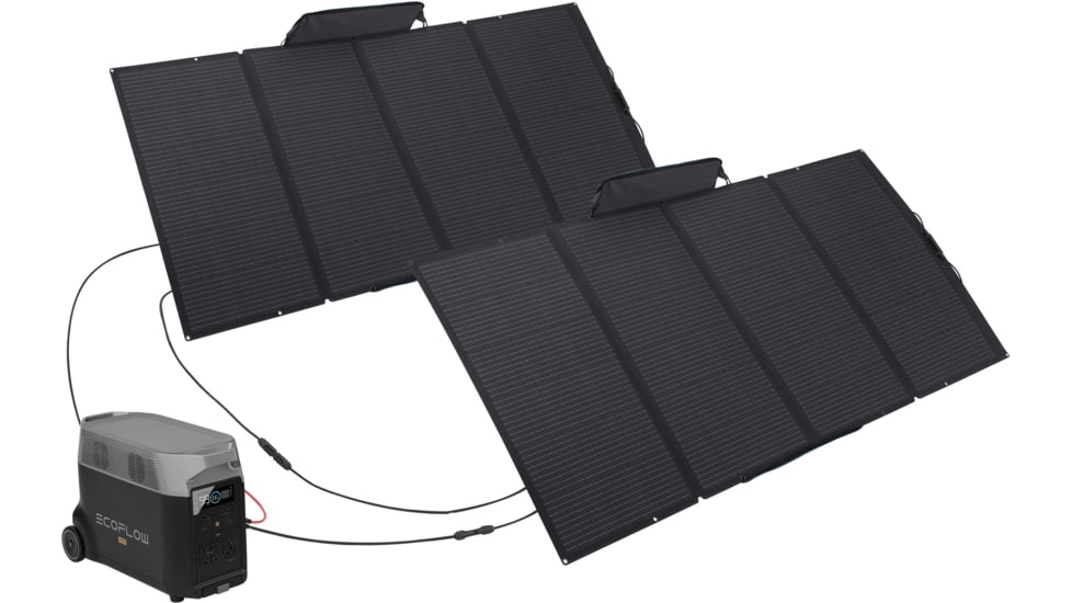 EcoFlow DELTA Pro Portable Power Station w/Two 400W Solar Panels, Black, DELTAPro-400W2-US