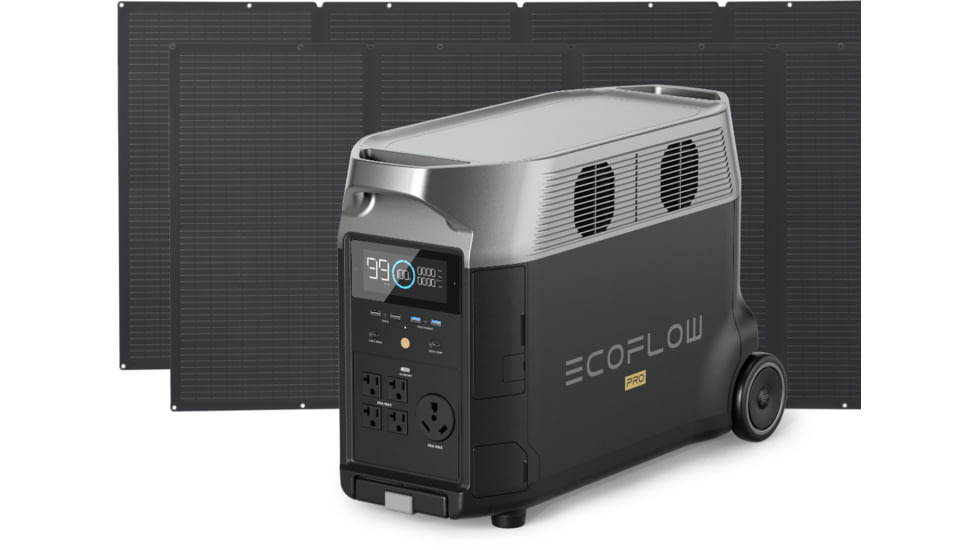 EcoFlow DELTA Pro Portable Power Station w/Two 400W Solar Panels, Black, DELTAPro-400W2-US