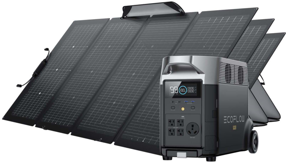 EcoFlow DELTA Pro w/ 3 Solar Panel, 220W, Black, TMR500-3MS430-US