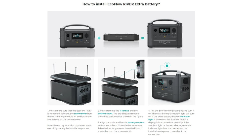 EcoFlow RIVER600 Extra Battery, Black, 50024116