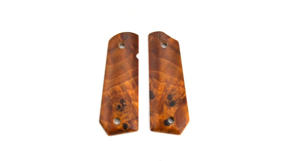 Ed Brown Products Bobtail Grip Bushing, 1911, Poplar Burl, Pair 5 Design, Amber, 45-POPL-BT-5
