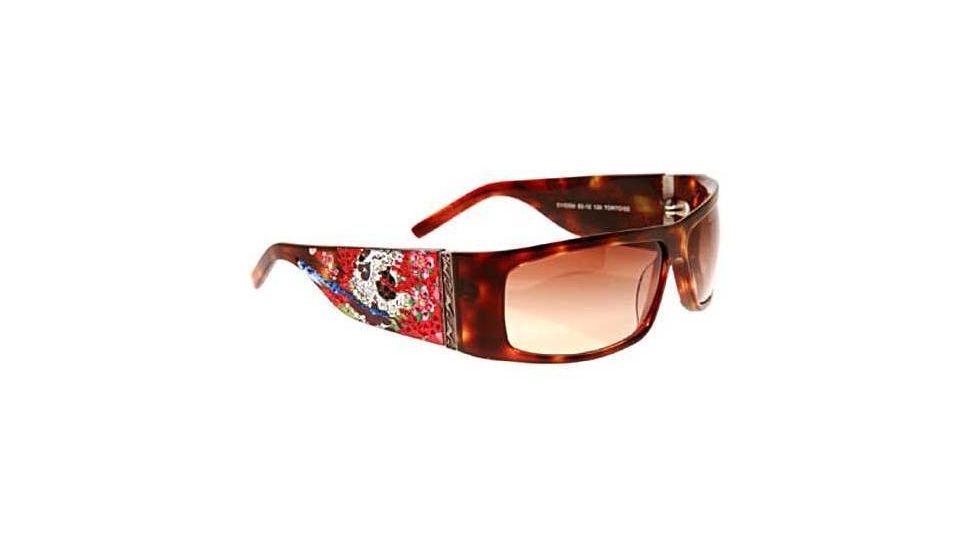 Ed Hardy Beautiful Ghost / Crystal Sunglasses - Tortoise Frame, Brown Lens