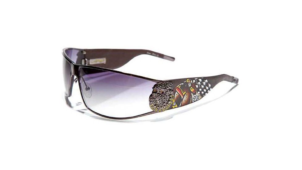 Ed Hardy L.A. Dog Sunglasses - Gunmetal Frame, Smoke Lens