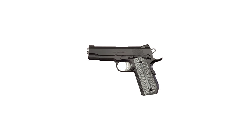 Ed Brown Products Alpha-Carry Pistol, .45 ACP, 4.25in barrel, matte black stainless steel frame, gray laminated wood grip, recoil operated semi-automatic, 3-dot night sights, 7 round magazine, EBALPHACY454.251FRRMPG