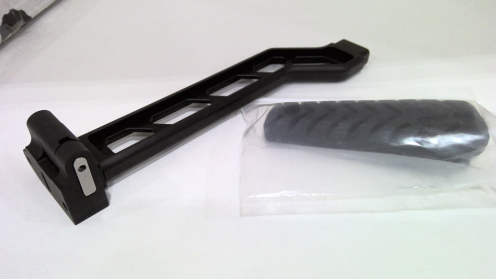 EDEMO A3 Industries Modular Folding Stock, 2-Bolt Hinge Mount, 8.25In Offset Ext Arm, A3T Aluminum Butt-Plate w/Rubber Butt-Pad, Black, MS-H1-8.25-OFF-BP2, EDEMO1