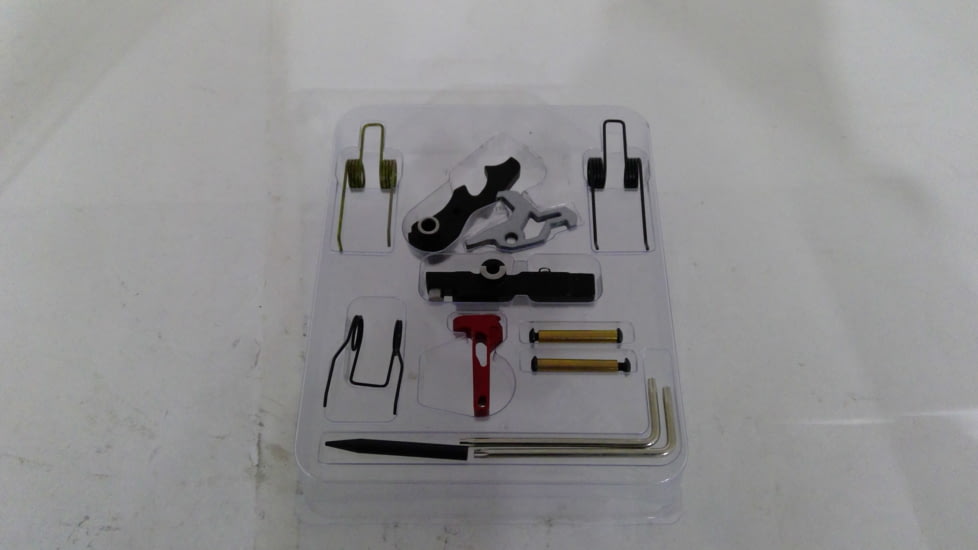 EDEMO Airborne Arms Geronimo Trigger System, Straight Talon, AR-9/ AR-10/ AR-15, 3-4 lb Pull Weights, Ambidextrous, Flat, Red, Small, ABN-AAGT-SRK1, EDEMO1