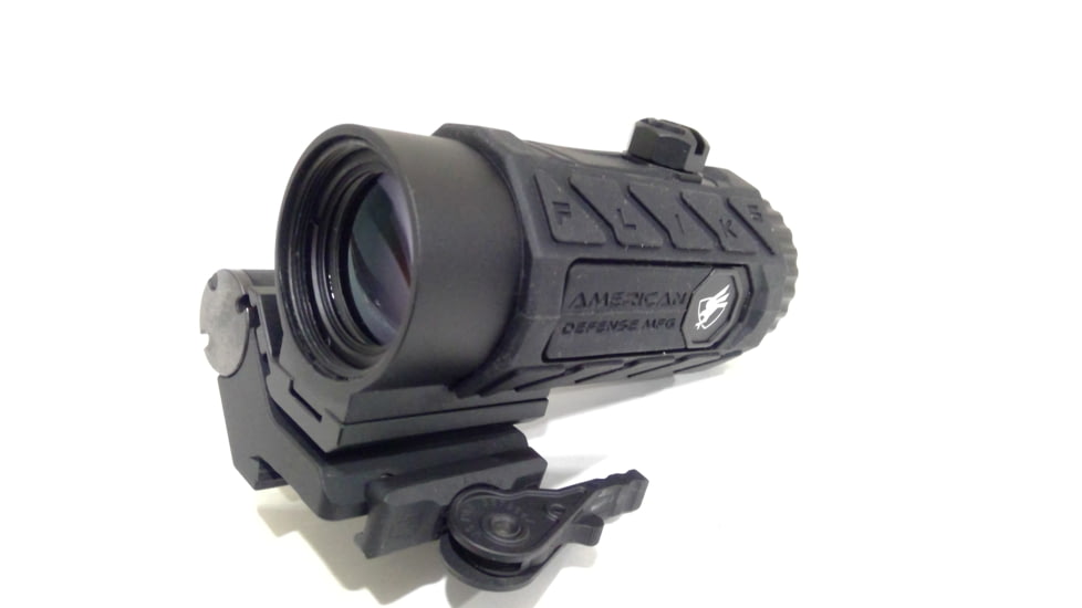 EDEMO American Defense Manufacturing Flik5 Fixed Power 5X Magnifier w/ ADM Transition Mount and Titanium Lever, Black, Medium, FLIK-5X, EDEMO1