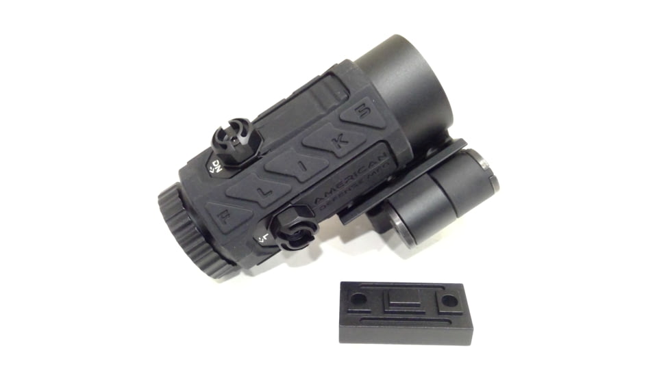 EDEMO American Defense Manufacturing Flik5 Fixed Power 5X Magnifier w/ ADM Transition Mount and Titanium Lever, Black, Medium, FLIK-5X, EDEMO1