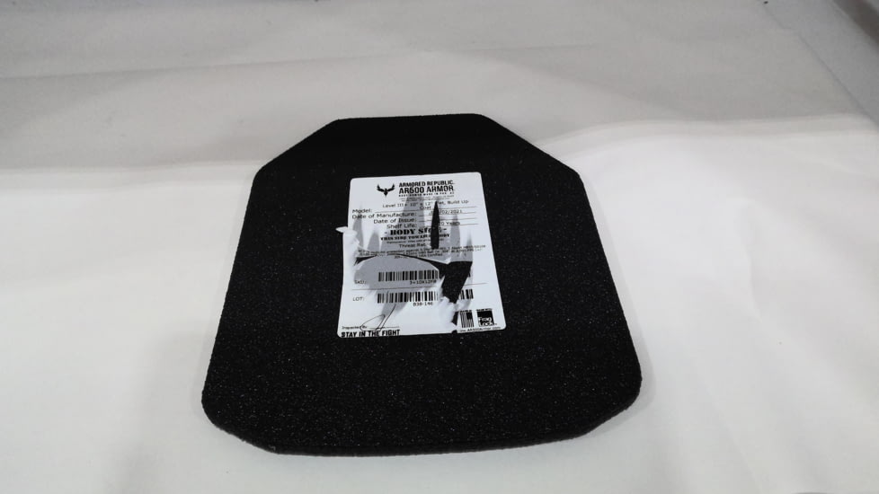 EDEMO AR500 Armor Level III+ 10x12 ASC Flat Body Armor Plate, Build-Up PAXCON Coating, Black, 9156, EDEMO1