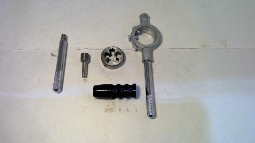 USED DELTAC Slingshot Muzzle Brake Combo,M14X1RH-7.62 w/Threading Kit, Black, PKG140-7.62, EDEMO2, Used, Condition Good, Inspect and Rebox