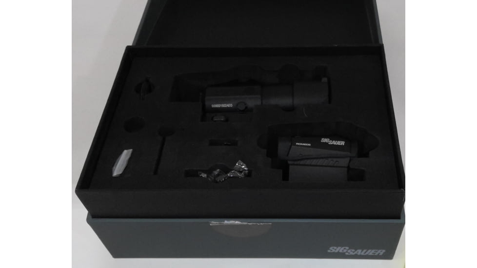 USED Demo, SIG SAUER Romeo5 Red Dot Sight, 2 MOA Red Dot, M1913, Black, Juliet3 3x Magnifier, Black, Medium, SORJ53101, EDEMO1, Condition Parts Only/Salvage, Defective