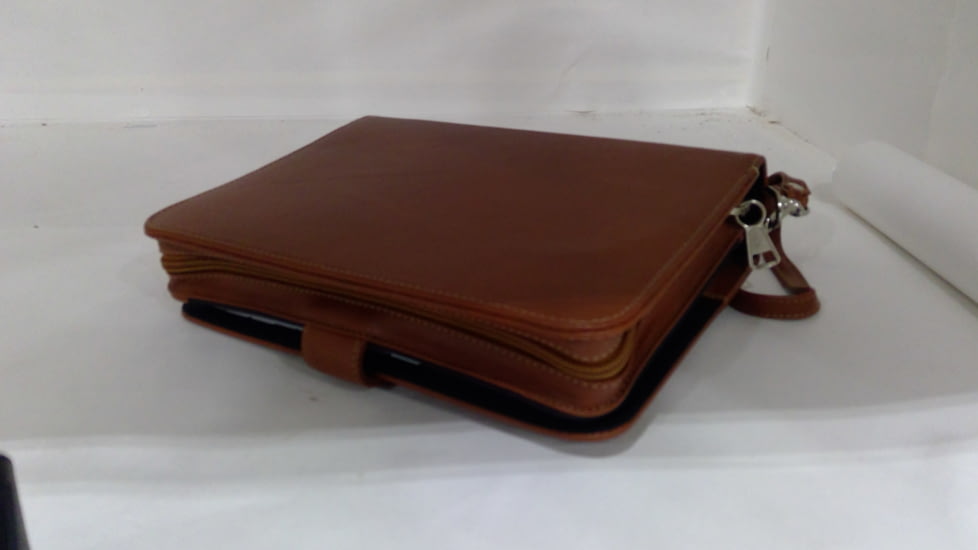 EDEMO Galco Hidden Agenda Concealed Handgun Carrying Case/Leather Holster w/ Day Planner, AMT .45 Backup Dao, Ambidextrous, Full Grain Leather Finish, Tan, HAGTAN, EDEMO1