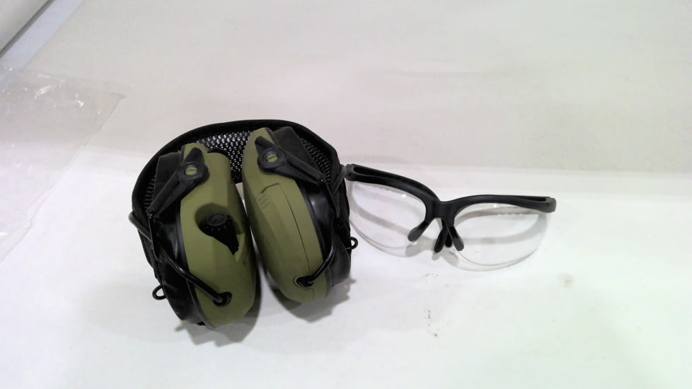 EDEMO OpticsPlanet Exclusive Walkers Xtreme Digital Razor Muffs with Shooting Glasses Combo, Olive Drab Green, GWP-XDRSEMSGL-ODG, EDEMO1