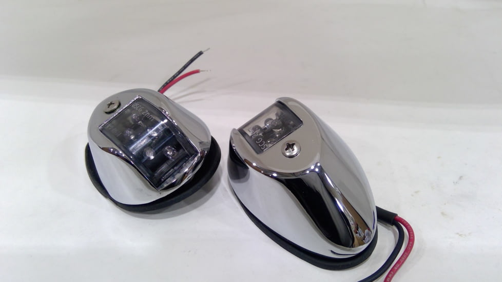 EDEMO Perko LED Side Lights - Red/Green - 24V - Chrome Plated Housing, 0602DP2CHR, EDEMO1