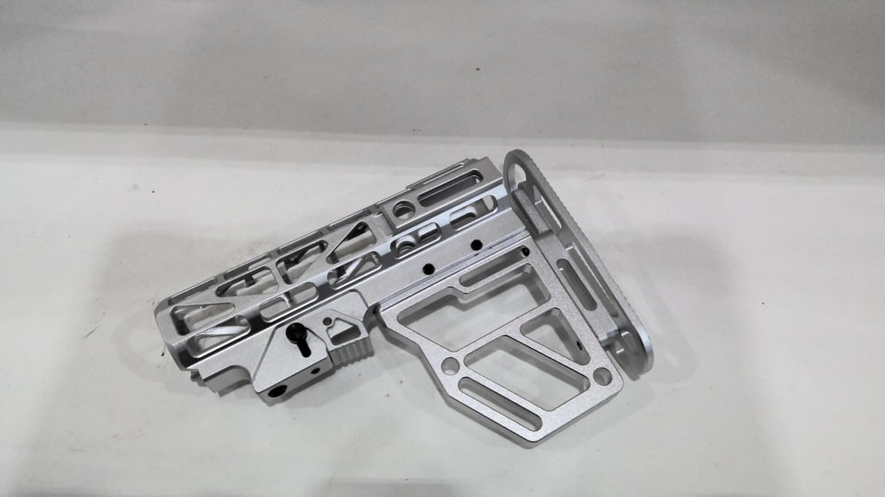EDEMO Presma Skeletonized Aluminum 6 Position Stock, Silver, AAST22-S, EDEMO1
