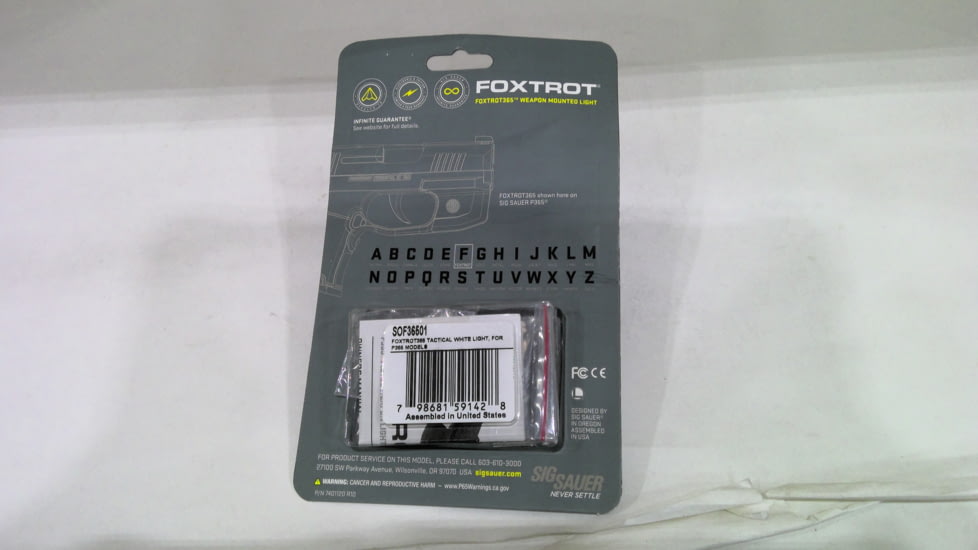 EDEMO SIG SAUER Foxtrot365 Weapon Light for P365, CR123, White, 100 Lumens, Black, SOF36501, EDEMO1