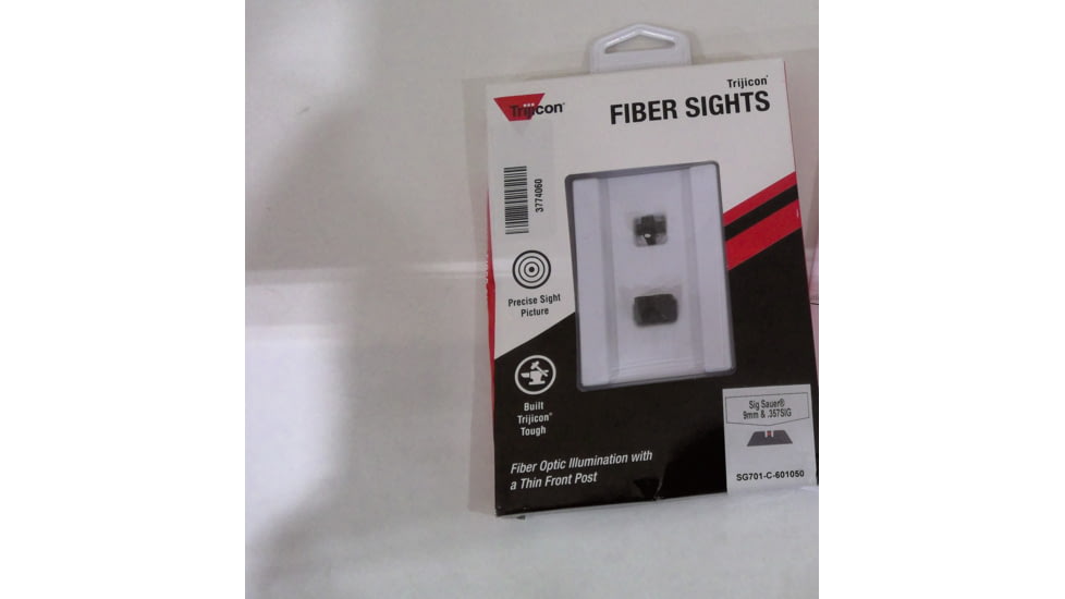 USED EDEMO Trijicon Fiber Optic Pistol Front/Rear Sight Set, Red Fiber Stick, Sig Sauer P225/P226/P228/P239/P320, Black, 601050, EDEMO1, EDEMO1, Used, Condition Fair, Installed/Mounted