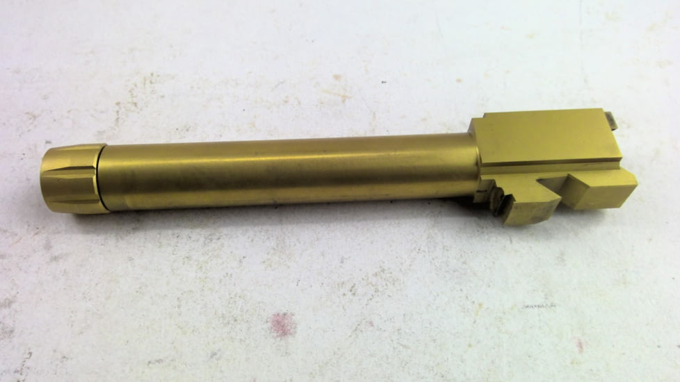 EDEMO TRYBE Defense GLOCK 22/31 9mm Threaded Conversion Pistol Barrel, 1/2 x 28, 416R Stainless Steel, Gold TIN, TPBCONVG22-31-TIN, EDEMO2