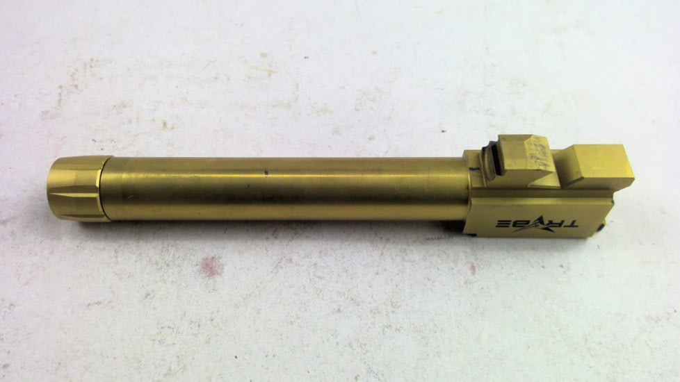 EDEMO TRYBE Defense GLOCK 22/31 9mm Threaded Conversion Pistol Barrel, 1/2 x 28, 416R Stainless Steel, Gold TIN, TPBCONVG22-31-TIN, EDEMO2