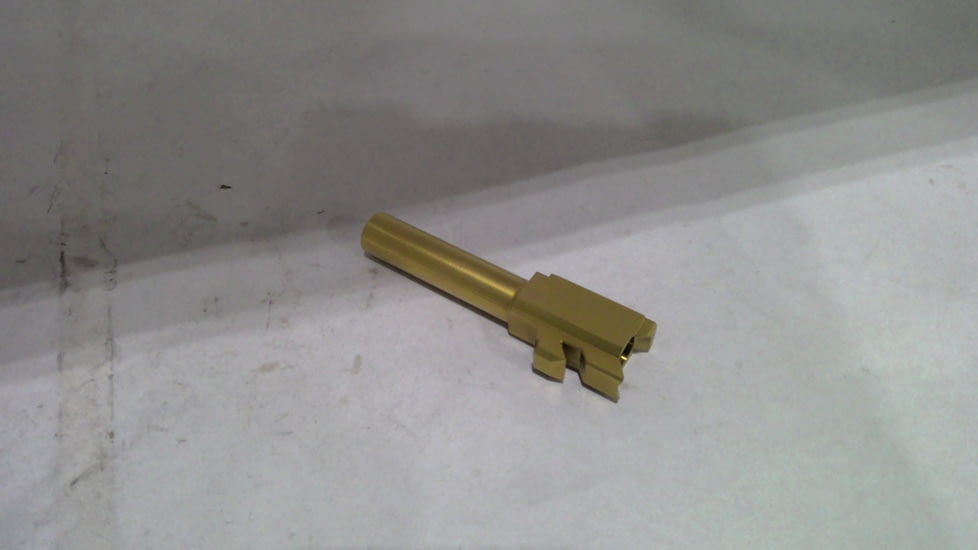 EDEMO TRYBE Defense Match Grade Non Threaded Pistol Barrel, Glock 43/43X, Gold TIN, PBG43-TIN, EDEMO1