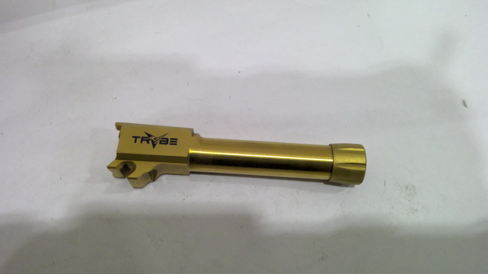 EDEMO TRYBE Defense Sig Sauer P365 Match Grade Threaded Pistol Barrel, Gold TIN, TPBSIG365V2-TIN-V2, EDEMO1