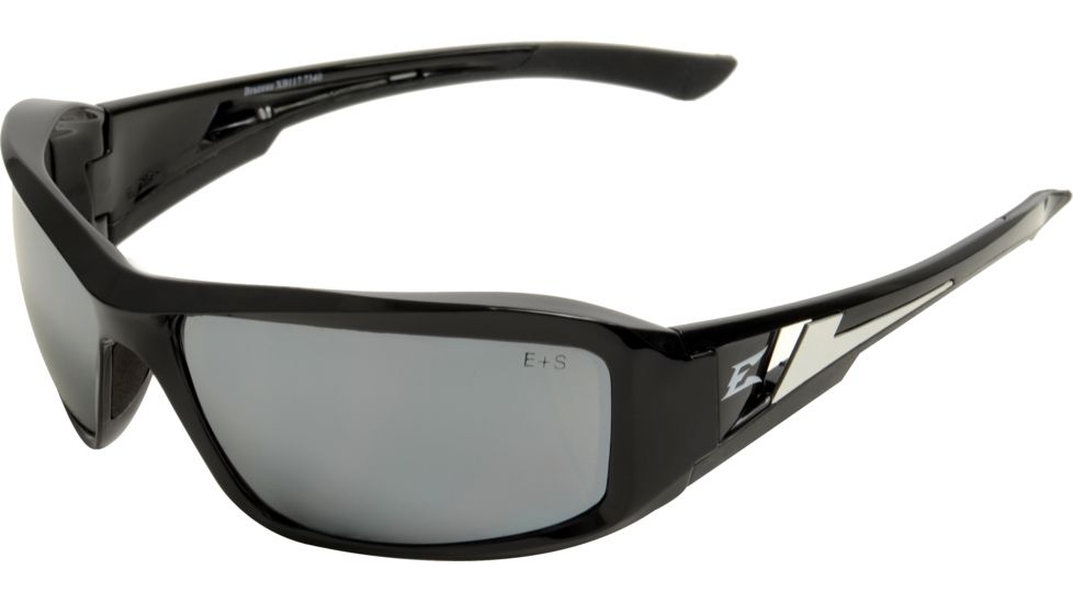 Edge Eyewear Brazeau Safety Glasses Black Frame Silver Mirror Lens Xb117