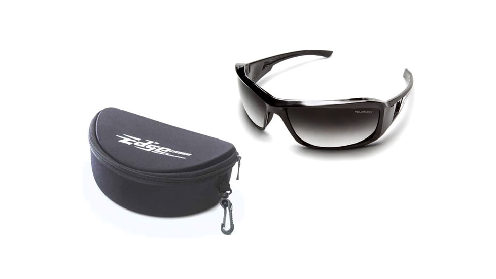 Edge Eyewear Brazeau Safety Glasses - Black Frame, Polarized Gradient Lens TXBG216 w/ FREE Hard Case