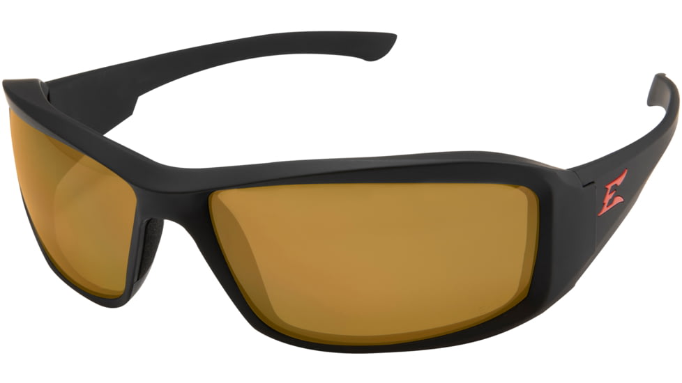 Edge Eyewear Brazeau Torque Safety Glasses - Matte Black Frame with Red E Logo / CopperDriving Lens, One Size, XB135