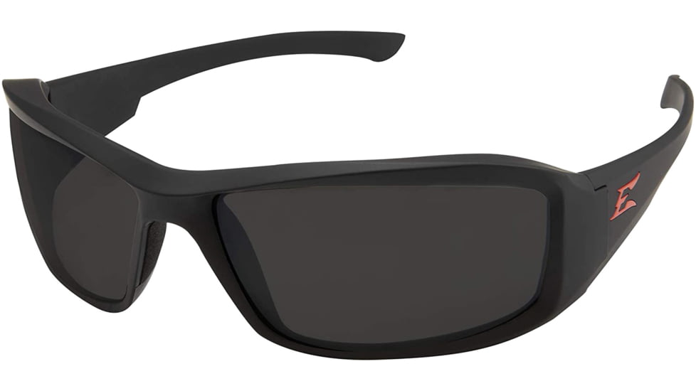 Edge Eyewear Brazeau Torque Safety Glasses - Matte Black Frame with Red E Logo / Smoke Vapor Shield Lens, One Size, XB136VS