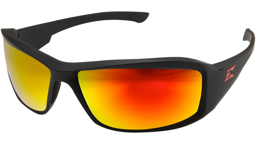 Edge Eyewear Brazeau Torque Safety Glasses - Matte Black Red E / Polarized Aqua Precision Red Mirror Lenses, One Size, TXBAP239