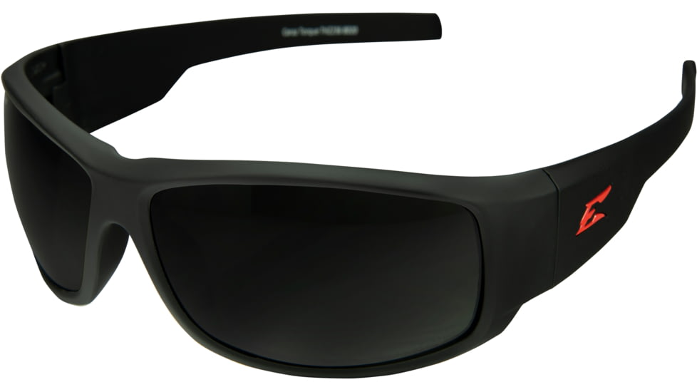 Edge Eyewear Caraz Torque - Matte Black Frame with Red E Logo / Polarized Smoke Lens, One Size, THZ236