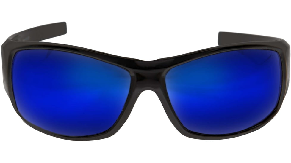 Edge Eyewear Caraz Torque Safety Glasses - Matte Black Frame with Red E Logo / Blue Mirror Lenses, One Size, HZ138
