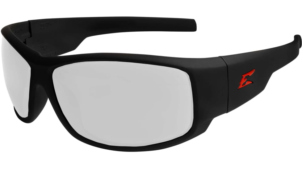Edge Eyewear Caraz Torque Safety Glasses - Matte Black Frame with Red E Logo / Clear Lenses, One Size, HZ131