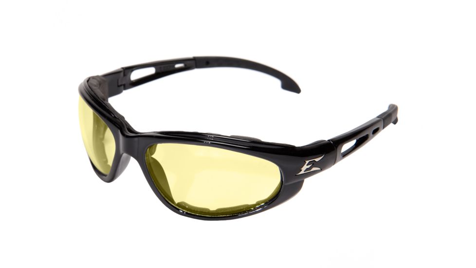 Edge Eyewear Dakura Sunglasses, Black Frame, Yellow Vapor Shield Lenses, GSW112VS