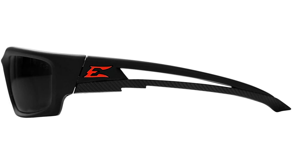 Edge Eyewear Kazbek Torque Safety Glasses - Matte Black Frame with Red E Logo / Polarized Smoke Lens, One Size, TSK236