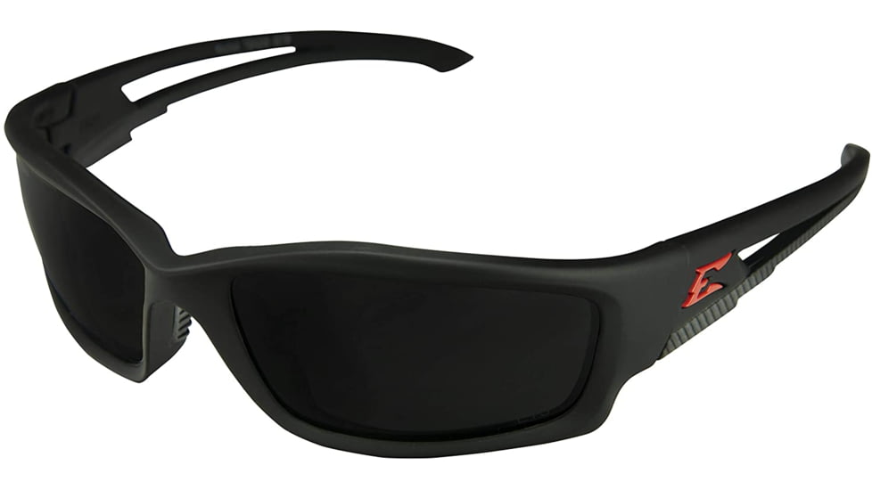Edge Eyewear Kazbek Torque Safety Glasses - Matte Black Frame with Red E Logo / Polarized Smoke Lens, One Size, TSK236