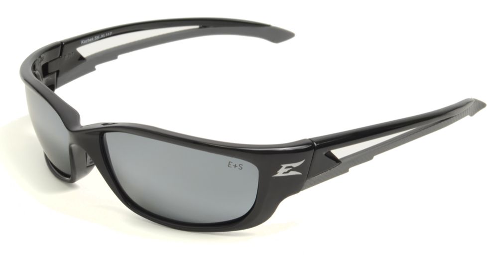 Edge Eyewear Kazbek XL Safety Glasses - Black Frame, Silver Mirror Lens SK-XL117
